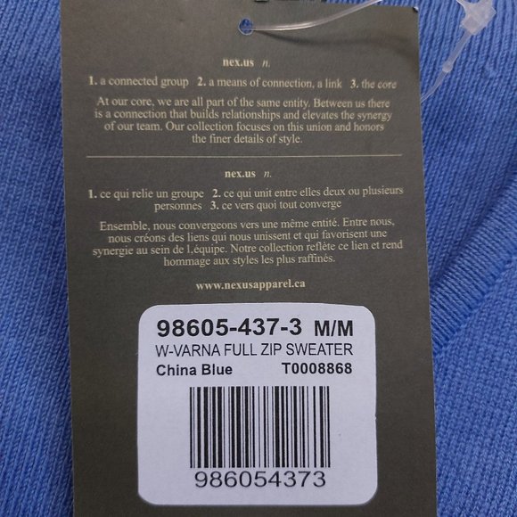 Nexus Apparel Women's China Blue Full Zipper Sweater Size: M - Picture 8 of 10